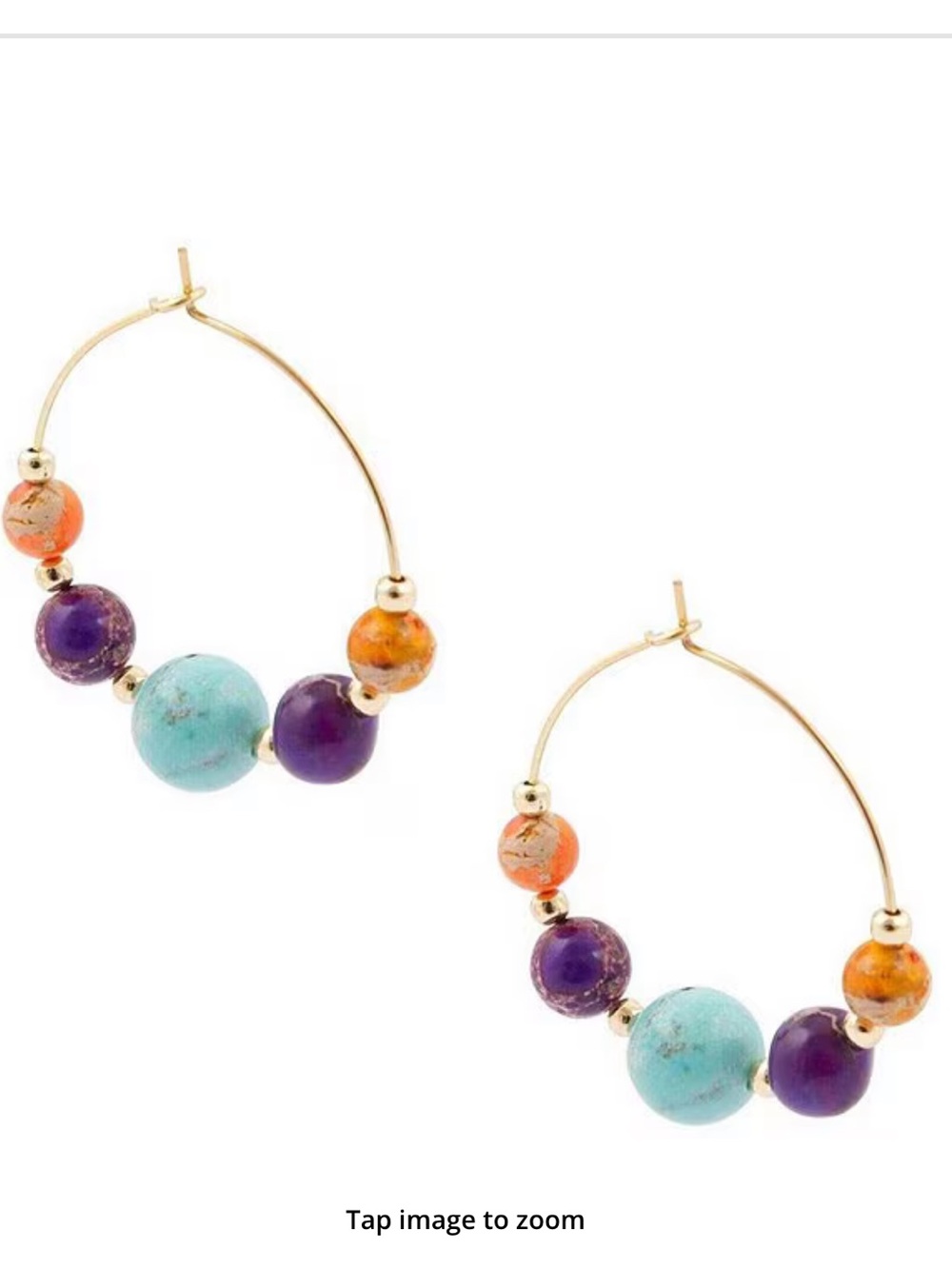 Barse Marrakech Genuine Stone Beaded Hoop Earrings